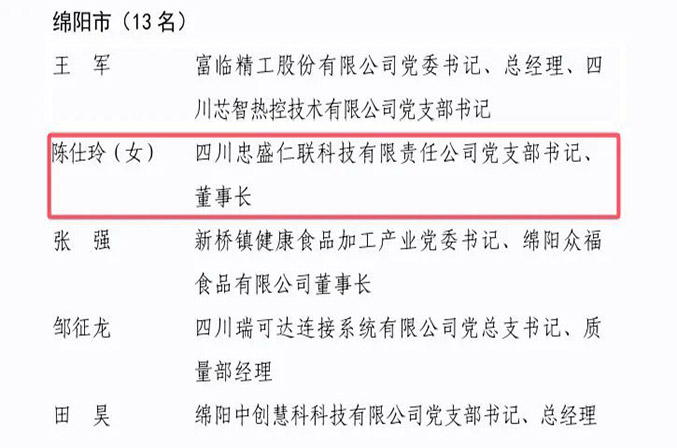 热烈祝贺陈仕玲同志荣获“四川省2024年度新兴领域优秀党务工作者”称号！